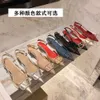 Silver High Thin Heels Womens Summer 2023 New Pointed Rhinestone Single Shoes Back Hollow Buckle Baotou Sandaler Net Red