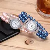 WRISTWATCHES Fashion Women Casual Pearl String Watch Pasek Kwarcowy nadgarstek Relogios feminino Montre femme Zegarek damski panie