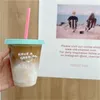 Tassen Stroh Cup wiederverwendbares BPA kostenlos für Kaffeesaft Milk Tee Koreanischer Großhandel Taza Kids Wasserflasche mit Deckel tragbar süß