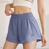 Desginer Lululemom Bras Lululemmon Same Sports Short Casual Vacation Two-piece Slimming A-line Breathable Anti Glare Running Fitness Shorts