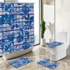 Tende da doccia Pianta tropicale Fiore Tenda da doccia Pittura colorata Set da bagno Estate Stile europeo Tappeto antiscivolo Copriwater Tappetino Y240316