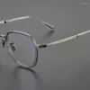 Okulary przeciwsłoneczne ramy ręcznie robione modne duże kwadratowe okulary rama dla mężczyzn kobiety vintage tytanowe okulary optyczne okulary retro pełne krawę