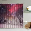 Rideaux de douche Hiver Neige Paysage Tapisserie Forêt Lac Parc Arbres Paysage Naturel Salle De Bains Décor Mural Avec Crochet Écran Polyester Étanche Y240316