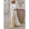 Etnische kleding Bescheiden moslim Vleermuismouwen Kwastje Kaftan Licht Abrikoos Corban Eid Al Adha Party Avondjurken Marokkaans Turkije Dubai Abaya 941