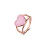 Klaster Pierścienie Autentyczny 925 Srebrny Pink Swirl Serce Oświadczenie Pierścień Wedding Ingungment for Women Jewelry Bijoux