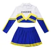 Enfants filles pom-pom girl Costume Cheer Dance ensembles à manches longues Cheers imprimé hauts jupe plissée ensemble enfants Cheerleading uniformes 240305