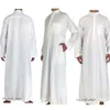 Vit långärmad islamiska män kläder Jubba Thobe Abaya Dubai Saudiarabien Traditionell Ramadan Eid Arab Robes 867
