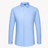 Windsor col français manchette robe chemise mode hommes à manches longues de luxe affaires chemises formelles bouton couvert bouton de manchette 240301