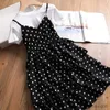 Clothing Sets 2020 Summer Girls Clothes Suit New Short-Sleeved Round Neck T-Shirt+ Dots Suspenders Dress Kids ChildrenS Clothing 3-8 Years