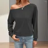 Chemisiers pour femmes femmes haut élégant une épaule à manches longues pull doux respirant décontracté automne/printemps T-shirt automne printemps