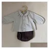 Kledingsets Zomer Koreaanse Schattige Baby Jongens Meisjeskleding Pop Revers Shirt Lange Mouw Lantaarn Shorts Pak Kinderen Aa220316 Drop Del Dhrab