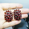 Dangle Earrings Natural Garnet Luxury Style Big Drop Earring 925 Sterling Silver 1ct 8pcs 0.4ct 38pcs Gemstone Z962809