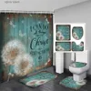 Shower Curtains Rustic Floral Shower Curtain Set Yellow Sunflower Blue Butterfly Flowers Bathroom Decorative Floor Rug Bath Mat Toilet Lid Cover Y240316