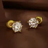 Charm Bamoer U Gold Moissanite Stud Earrings Screw Back Earrings Gemstone Diamond 6 Prongs D color Solitaire for Women Wedding GiftL2403