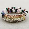 Link Bracelets MG2040 Design 6 MM Malachite Tiger Eye Moonstone Kunzite Mix Gemstone Bracelet Womens Cooper Beads Yoga Wrist Mala