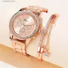 Other Watches 1pc Round Pointer Alloy Strap Quartz Electronic 1pc Star Rhinestone Bracelet Y240316