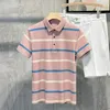 Zomer Mode Mannen Korte Mouw Gestreept Poloshirt Straat Mannelijke Kleding Veelzijdige T-shirt Sociale Business Casual Basic Tops 240301