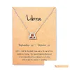 Pendentif Colliers 12 colliers du zodiaque avec carte-cadeau Constellation signe pendentif chaînes Sier collier pour hommes femmes bijoux de mode Epa Dhxyg