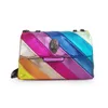 Chique sacos de ombro das mulheres designer bolsa águia cabeça tote pequeno quadrado tote arco-íris painel contraste cor bolsas 240311