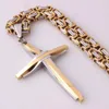 Fashion Jewelry Design Smooth Cross Pendant Necklace Mens Chain Stainless Steel Byzantine Link Black Gold Silver Color 240311