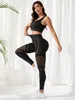 Fitness Womens High midja sömlösa höftlyft Yoga byxor Sexig behå Push Up Training Running Leggings Workout Sports Set 240307