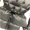 Mulheres para baixo parkas mulheres jaqueta de inverno casacos reais gola de cabelo de guaxinim quente moda parkas com cinto senhora casaco de algodão dh0ia