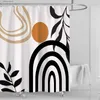 Rideaux de Douche Salle de Bain Abstrait Bohème Rideau de Douche Médiéval Minimal Art Polyester Tissu Rideau de Douche 180 * 180 CM avec 12 Crochets Y240316