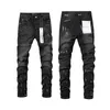 Purple jeans Top Mens Jeans Dark gray blue Skinny Fit Patch Vintage Distress Ripped Destroyed Stretch Biker Denim Black Slim Hip Hop Pants For Men Jean