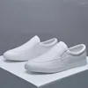 Sapatos casuais à prova dwaterproof água branco para homens tênis deslizamento em mocassins preguiçosos apartamentos 2024 moda masculina vulcanizar