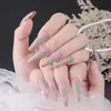 24 stycken rektangulära dyra falska naglar enkla svarta franska naglar bärbar balettkista helt täckt nagelspets akryl pressad på naglarna