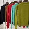 Женские трикотажные футболки, дизайнерские осенне-зимние кашемировые футболки цвета макарон, универсальный модный свитер с круглым вырезом и длинными рукавами, топ SV8P