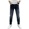Jeans masculinos designer marca outono e inverno nova luz luxo grande bull elástico para slim fit tubo reto na moda europeia casual calças de primavera 03ao kr57