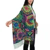 Schals Neon Mandala Schal Bunte Blumendruck Outdoor Tücher und Wrap mit Quaste Frauen Y2k Cool Wraps Winter Bufanda Mujer