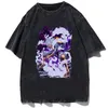 Męskie koszule Nika Gear 5 Luffy Print T Shirt Summer Mens Casual Lose Streetwear T Shirt Fashion Botton Oversize Tops HARAJUU TEE TOPSC24315