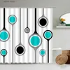 Douchegordijnen Geometrisch Douchegordijn Rood Zwart Grijs Rond Creatieve Abstracte Kunst Modern Minimalistisch Stof Badkamer Decor Badgordijnen Sets Y240316