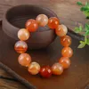 Strand 2024 Pure Natural Agate Round Bead Jade Bracelet Red Silk For Men And Women Couples With High-grade Jewelry Gifts