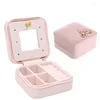 Jewelry Pouches Portable Boxes With Mirror Cosmetic Travel Storage Box Earrings Necklace Organizer Display Gifts DropShip