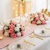 15 Heads Artificial Flowers Fake Flower Ball Plastic Roses Bouquet With Base For Centerpiece Flower Rack Wedding Home Decoration 240313