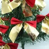クリスマスデコレーション100pcs 8cm弓吊り飾り飾り花を手配するための弓の木の結婚式のブリダルブーケテーブルアルバーの装飾