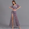 Vêtements de scène pour femmes, ensemble haut et jupe de danse du ventre, vêtements d'entraînement, Costume Long Sexy pour femmes, Costume Oriental, tenue de fête