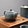 TEAWARE SETS TRASE TEA SET 9 Piece Suit Bärande fodral Hushåll Enkel liten japansk keramik TEACUP Ruyao Kungfu Dry Tray