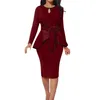 Casual Dresses Chic Office Work Dress Women Solid Hollow Out Neck High Midist Party Business Midi Fashion Pencil BodyCon