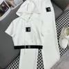 Designer Tracksuit Women Set Spring Summer Fashion Letter Brodery Hooded Kortärmad topp breda benbyxor Tvådelar Asiatisk standard