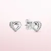 Stud Küpe LR Kar Tanesi Kalp Sterling Gümüş Piercing Kulp Pan Stili Kadınlar İçin Düğün Mücevherleri
