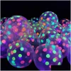 Dekoracja imprezy 10pcs/partia 12 -calowa UV Neon Glow Lateks Balloony Star Fluorescencyjne świetliste helowe Heli Blacklight Dornda