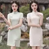 Этническая одежда в стиле Cheongsam, женское модифицированное платье лета 2024, шикарное китайское китайское платье для молодых девушек, короткое Qipao