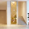 Autocollants muraux miroir acrylique combinaison Triangle carré, 4 pièces, pour salon chambre à coucher, autocollants créatifs faciles à poser, décoration de maison 240312