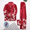 Nachtkleding Oversize M5xl Damesbroek met lange mouwen Pyjama Zijde Satijn Pamas Sets Nachtkleding Nachtjapon Pak Gewaad Badjurk Sleepshirts