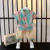 Clothing Sets Summer Baby Boy Clothes Infant Causal Plaid Pattern T Shirt Shorts 2pcs/Set Children Clothing Kids Casual Tracksuit 0-4 Years