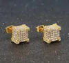 2024 Stud Earrings Luxury For Women Men Iced Out Rapper's Hip Hop Piercings Ear Ring Gold Color Plated Jewellery Wholesale AAAA